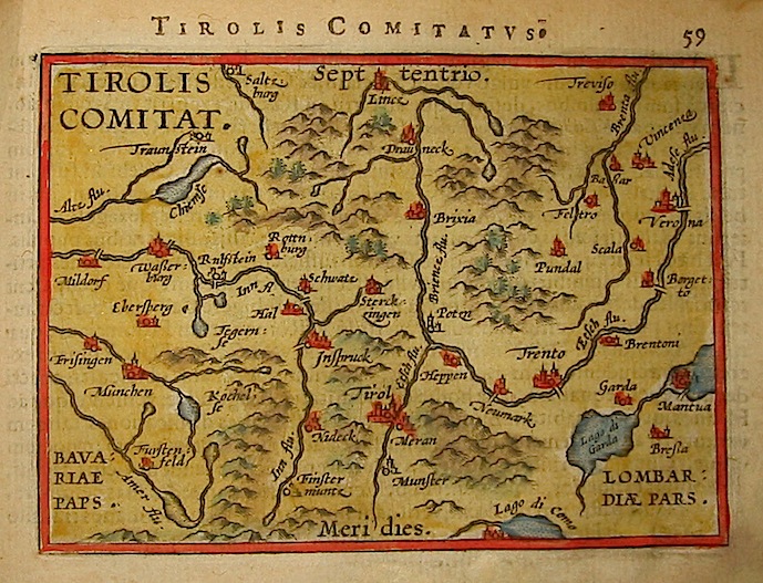 Ortelius Abraham (1528-1598) Tirolis Comitatus 1601 Anversa, apud Ioannem Bapt. Vrientum 